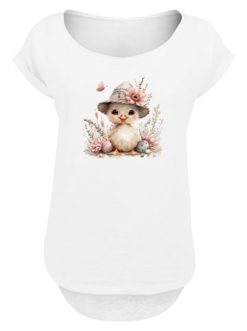 F4NT4STIC Long Cut T-Shirt Süßes Oster Küken mit Hut in weiß