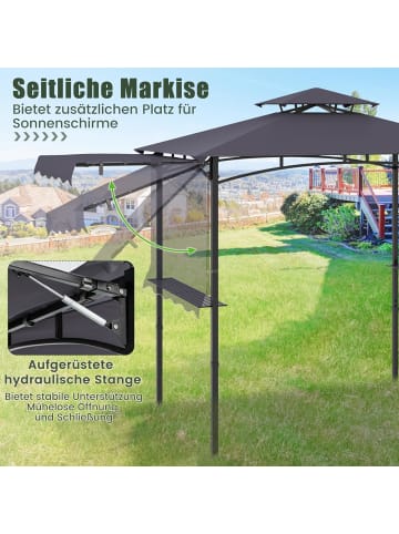 COSTWAY Grillpavillon mit Seitenmarkise 318x153x250 cm in Anthrazit