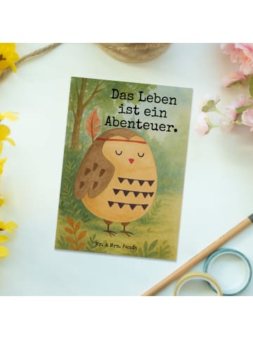Mr. & Mrs. Panda Fotokarte Eule Federschmuck Design mit Spruch in Weiß
