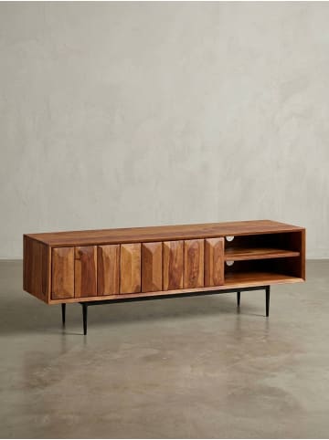 KADIMA DESIGN TV-Kommode, Sheeshamholz, bis 55 Zoll, Push-to-Open, Edelstahlbeine