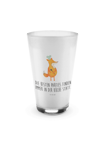 Mr. & Mrs. Panda Latte Macchiato Glas Fuchs Koch mit Spruch in Transparent