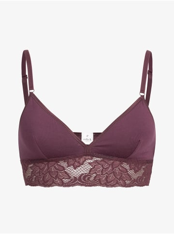 Erlich Textil Amelie Bralette mit Spitze bügellos aus Modal - verstellbare Träger in pflaume