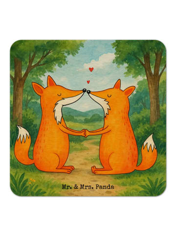 Mr. & Mrs. Panda Untersetzer Füchse Liebe Design ohne Spruch in Weiß