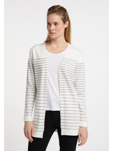 DreiMaster Maritim Damen Cardigan in Wollweiss Grau Melange