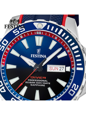 Festina Analog-Armbanduhr Festina The Originals blau, rot groß (ca. 45mm)