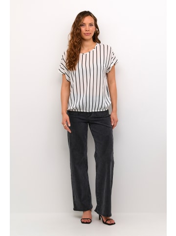 Kaffe Kurzarm-Bluse KAbeathe Loose fit in Chalk/Black Stripe
