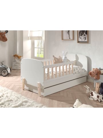 58 aufm Kessel BABYBETT Karilynn 147x68x77 aus MDF+Massivholz in Weiß