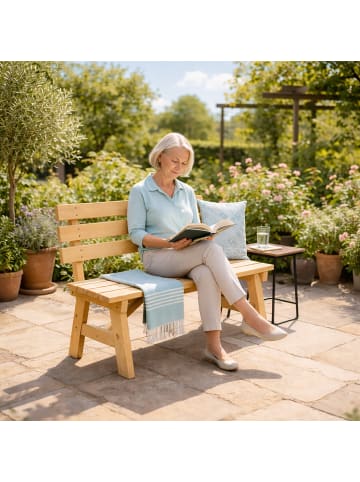 relaxdays Gartenbank in Natur - (B)116 x (H)80 x (T)56 cm
