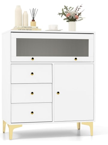 COSTWAY Kommode mit 3 Schubladen 80 x 40 x 96 cm in Weiß