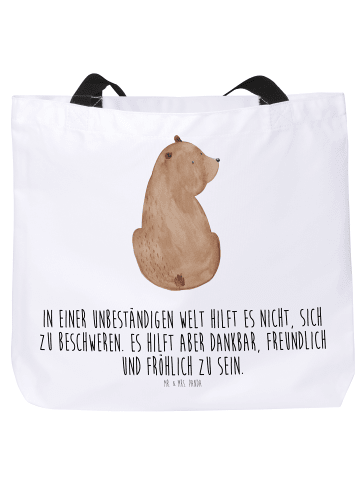 Mr. & Mrs. Panda Henkeltasche Bär Schulterblick mit Spruch in Weiß