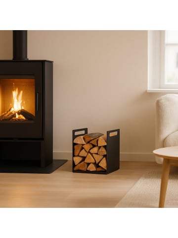 relaxdays Kaminholzregal in Schwarz - (B)35 x (H)40 x (T)30 cm