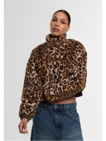 Urban Classics Urban Classics Ladies Cropped Faux Fur Leo Jacket in leo