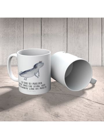 Mr. & Mrs. Panda Becher Axolotl Schwimmen mit Spruch in Weiß