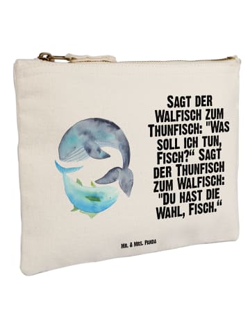 Mr. & Mrs. Panda Kosmetiktäschchen Walfisch Thunfisch mit Spruch in Weiß