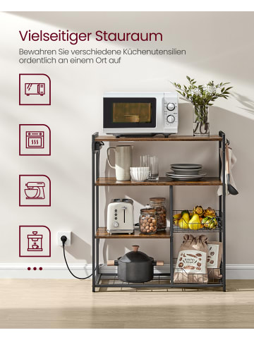 VASAGLE Küchenregal Barnet in Vintagebraun-Schwarz - (B)80 x (H)93.5 x (T)35 cm