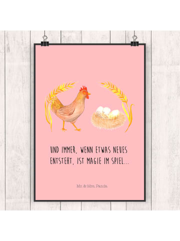 Mr. & Mrs. Panda Artprint Huhn Stolz mit Spruch in Rot Pastell