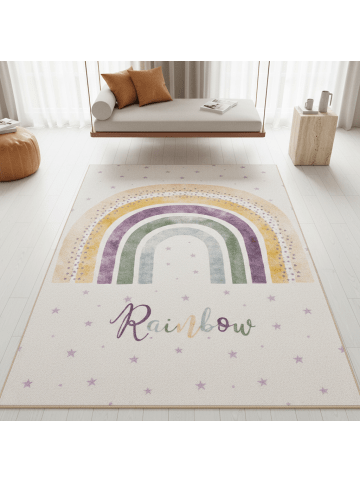 KADIMA DESIGN Kinderteppich Waschbar Regenbogen TRAUN Strapazierfähig OEKO-TEX