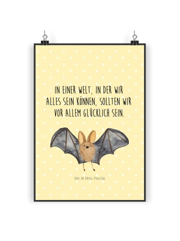 Mr. & Mrs. Panda Bild Fledermaus Flügel mit Spruch in Gelb Pastell