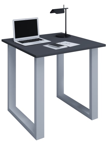 VCM  Holz Schreibtisch Bürotisch Computertisch Lona U in Silber / Anthrazit