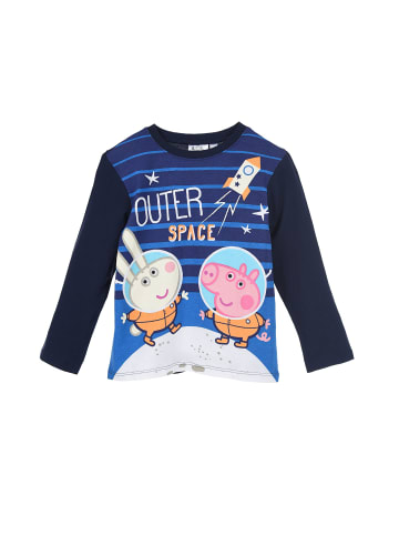 Peppa Pig Kinder Winter Schlafanzug Langarmshirt + Schlafhose in Blau