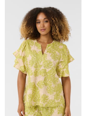 CULTURE Kurzarm-Bluse CUdebora Relaxed fit in Green Palm Leaves
