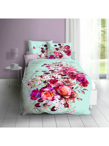 JACK 2 tlg. Mako Satin Bettwäsche 155x220cm Mint Romance in Mint/ Pink