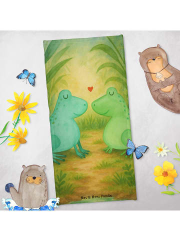 Mr. & Mrs. Panda Badehandtuch Frosch Liebe Design ohne Spruch in Grau Pastell