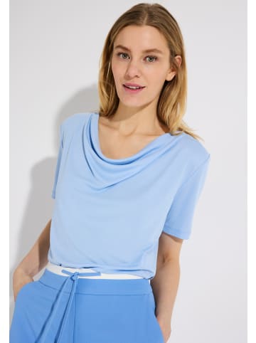 More & More feminines Shirt mit Wasserfall-Ausschnitt in skyblue