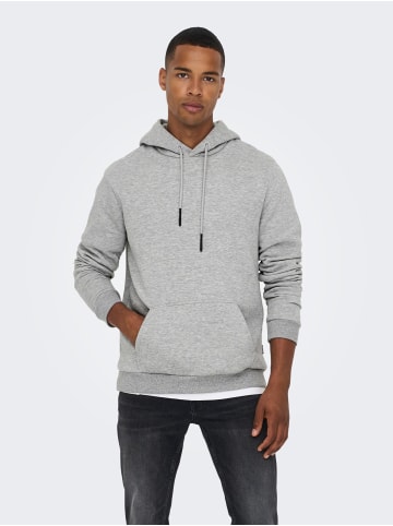 Only&Sons Weicher Kapuzen Pullover Basic Hoodie ONSCERES in Grau-2