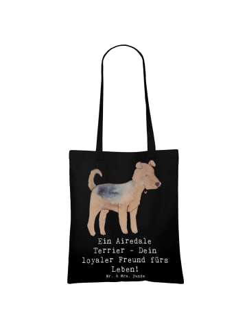 Mr. & Mrs. Panda Umhängetasche Airedale Terrier mit Spruch in Schwarz