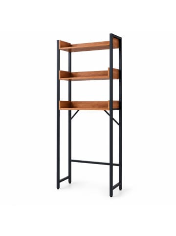 relaxdays Waschmaschinenschrank in Natur/ Schwarz - (B)63 x (H)166 x (T)25 cm
