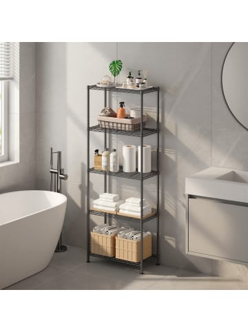 SONGMICS Standregal Dalten in Schwarz - (B)60 x (H)161 x (T)30 cm