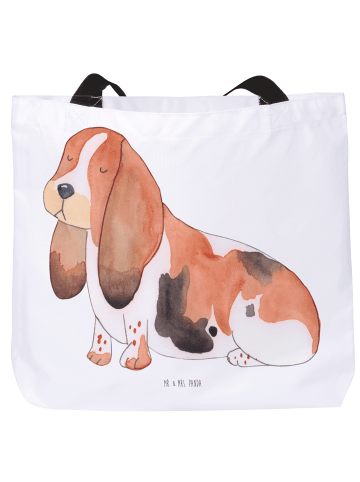 Mr. & Mrs. Panda Shopper Hund Basset Hound ohne Spruch in Weiß