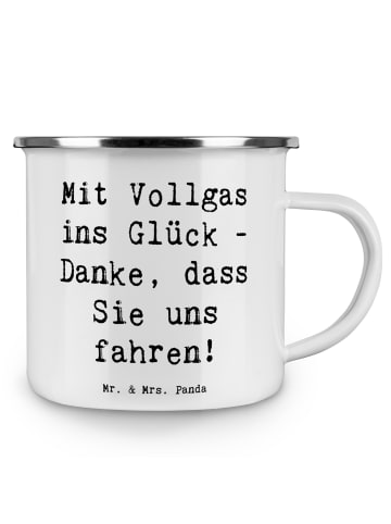 Mr. & Mrs. Panda Emaille Tasse Spruch Chauffeur Glück mit Spruch in Weiß
