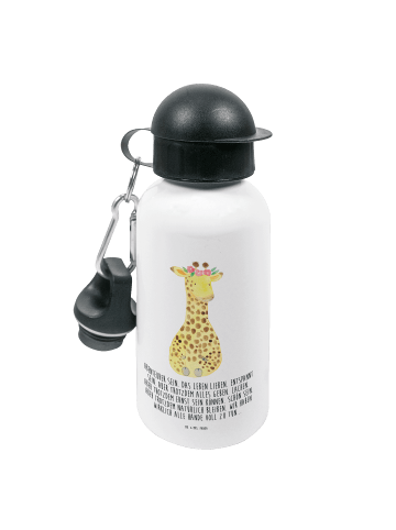 Mr. & Mrs. Panda Kindertrinkflasche Giraffe Blumenkranz mit Spruch in Weiß