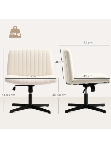 HOMCOM Schreibtischstuhl in Cremeweiß 65L x 64B x 83H cm
