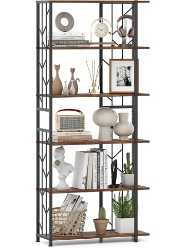 COSTWAY 6-stöckiges Standregal in Braun