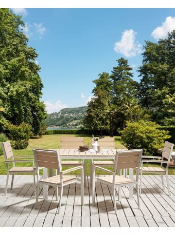 Beliani 6er-Set Gartenstuhl COMO in Beige/Weiß