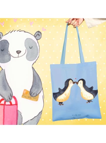 Mr. & Mrs. Panda Tragetasche Pinguin Liebe ohne Spruch in Sky Blue