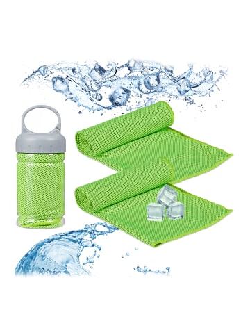 relaxdays 2er-Set: Kühlhandtuch in Grün - 90 x 30 cm
