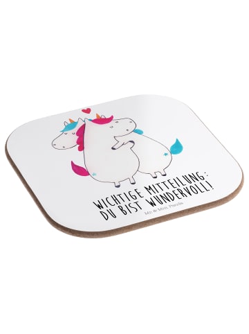 Mr. & Mrs. Panda Holz Untersetzer Einhorn Mitteilung mit Spruch in Weiß