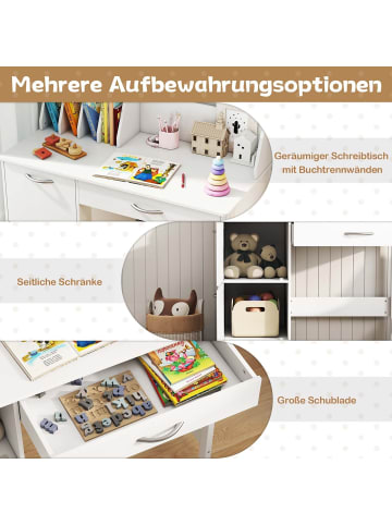 COSTWAY Schreibtisch mit Stuhl in Weiß