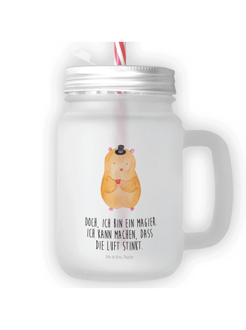 Mr. & Mrs. Panda Trinkglas Mason Jar Hamster Hut mit Spruch in Transparent