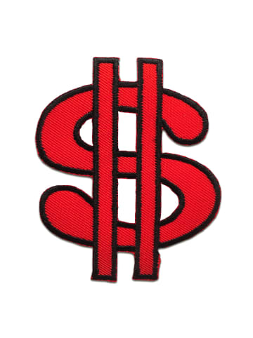 Catch the Patch Dollar Symbol GeldApplikation Bügelbild inRot