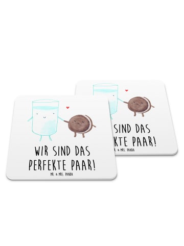 Mr. & Mrs. Panda Untersetzer Set Milch Keks mit Spruch in Weiß