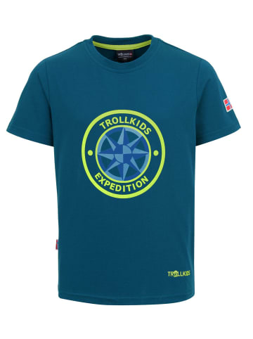 Trollkids T-Shirt "Windrose T" in Petrolgrün/Lime