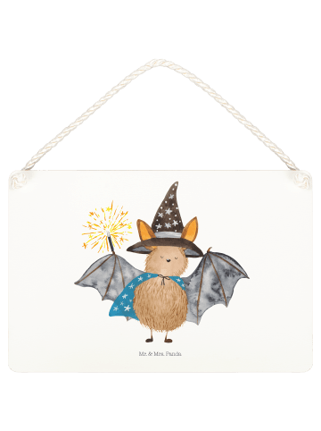 Mr. & Mrs. Panda Schild Fledermaus Zauberer ohne Spruch in Weiß