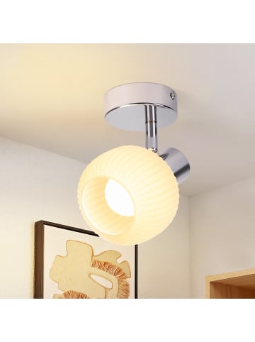 ZMH Deckenleuchte in Weiß 1-flammige E14 Glas Morden schwenkbar Deckenspots