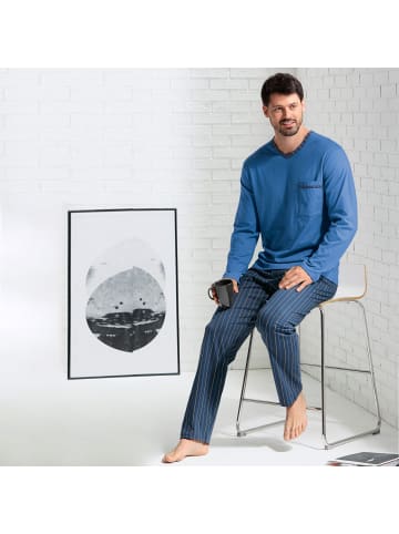 Erwin Müller Single-Jersey Schlafanzug in blau/marine