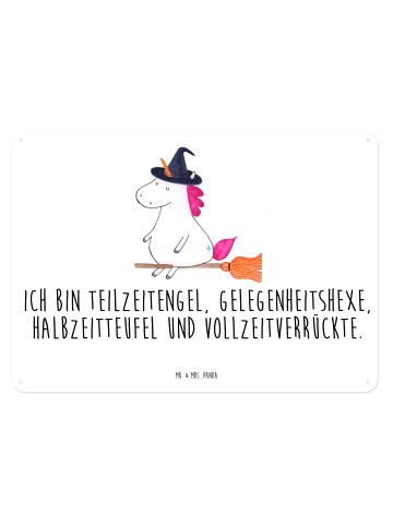 Mr. & Mrs. Panda Blechschild Mit Spruch Einhorn Hexe mit Spruch in Weiß